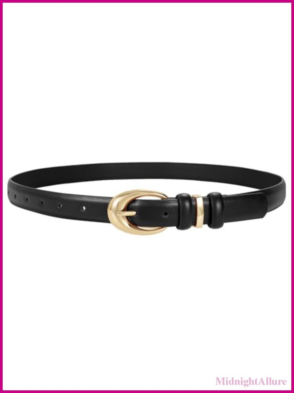 Women's Faux Leather Skinny Belt Gold Buckle for Jeans Pants Dress